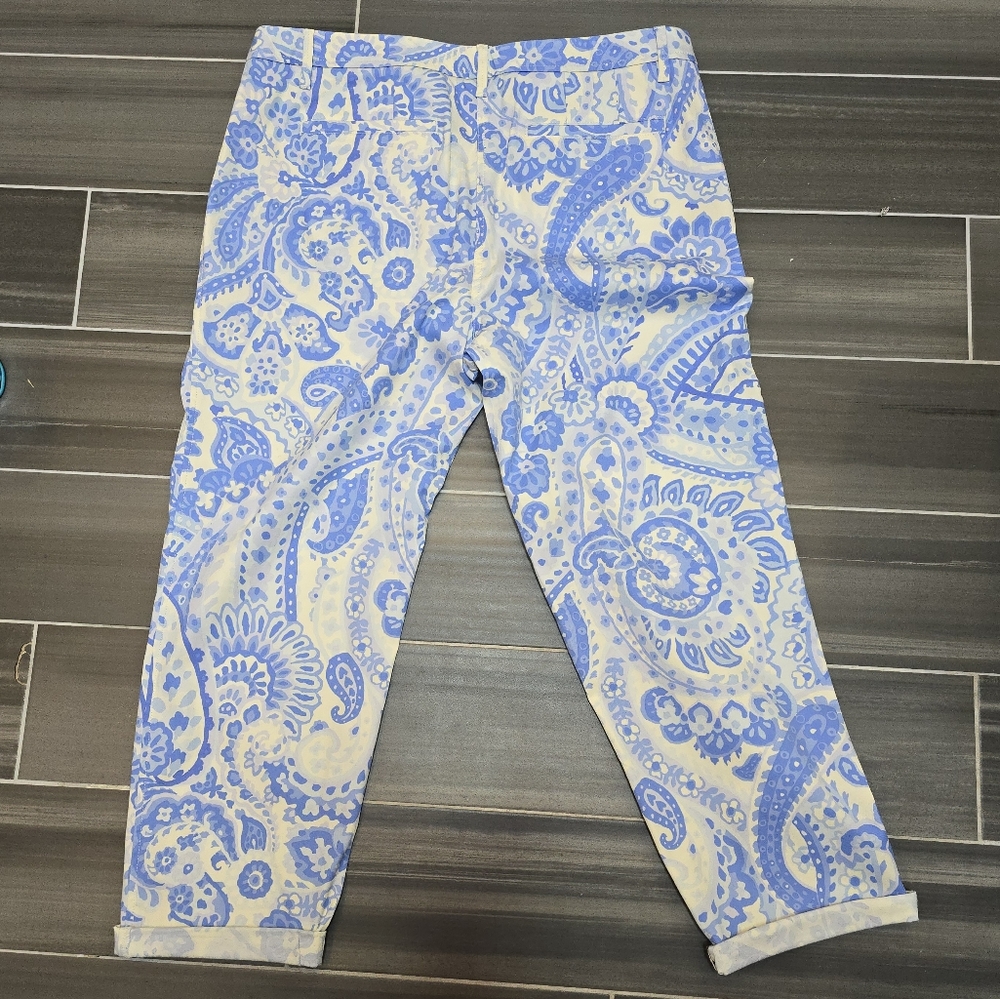 Talbots Relaxed Chino blue paisley size US 14 pants - Picture 2 of 4